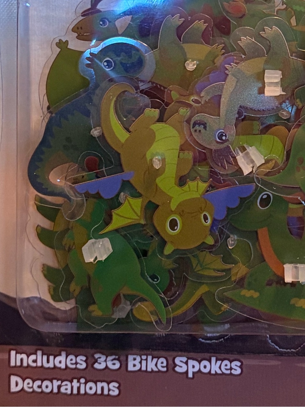 Dinosaur Theme 36 Pcs Wheely Bikes Kids Bike Spoke Decorations Charms NWT - Picture 8 of 9